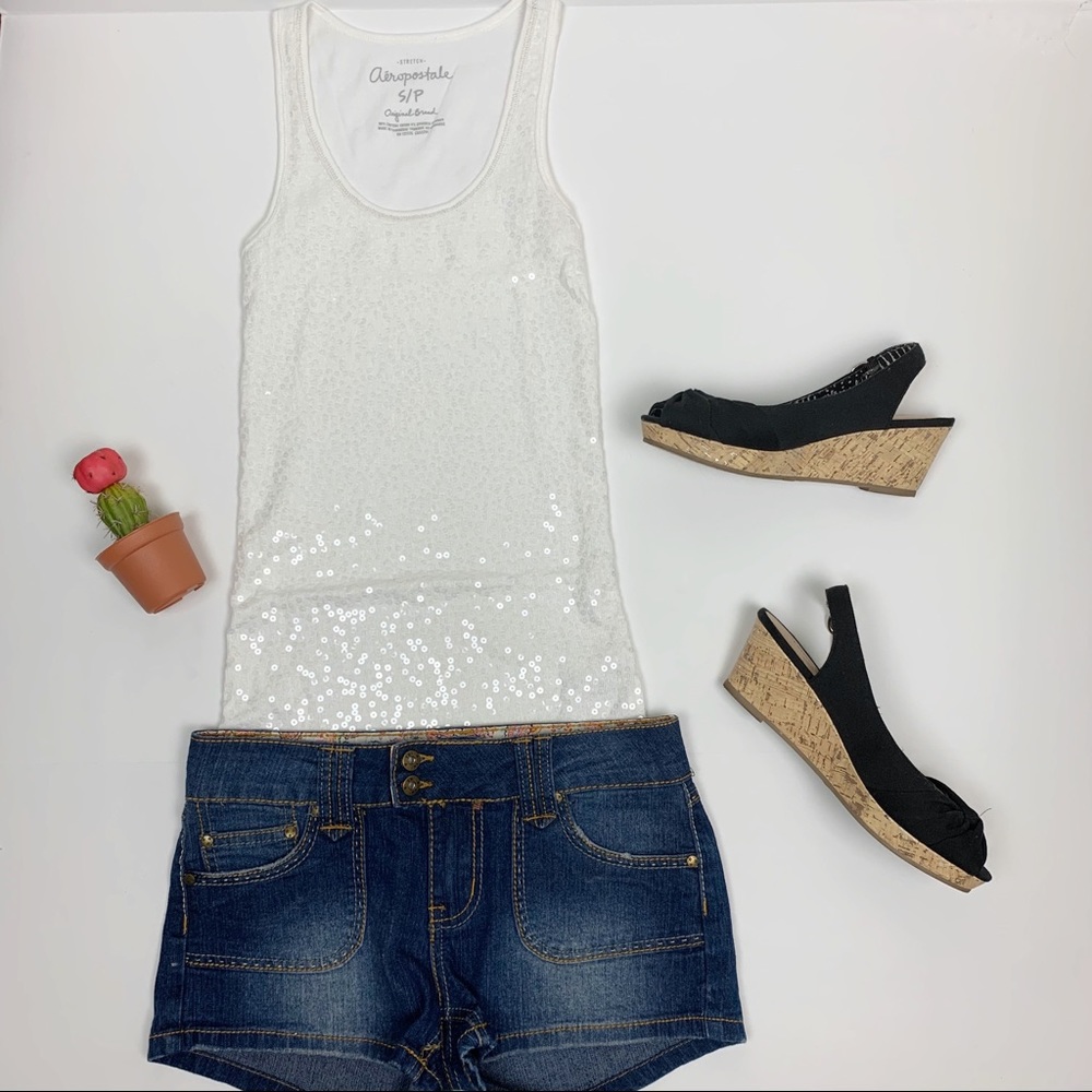 Aeropostale Pink Sequin Tank Top XS/TP